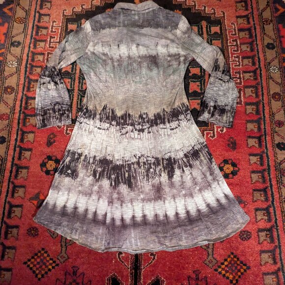 David Cline gray/black/taupe "Storm" button down mini dress/tunic size S - Picture 8 of 10